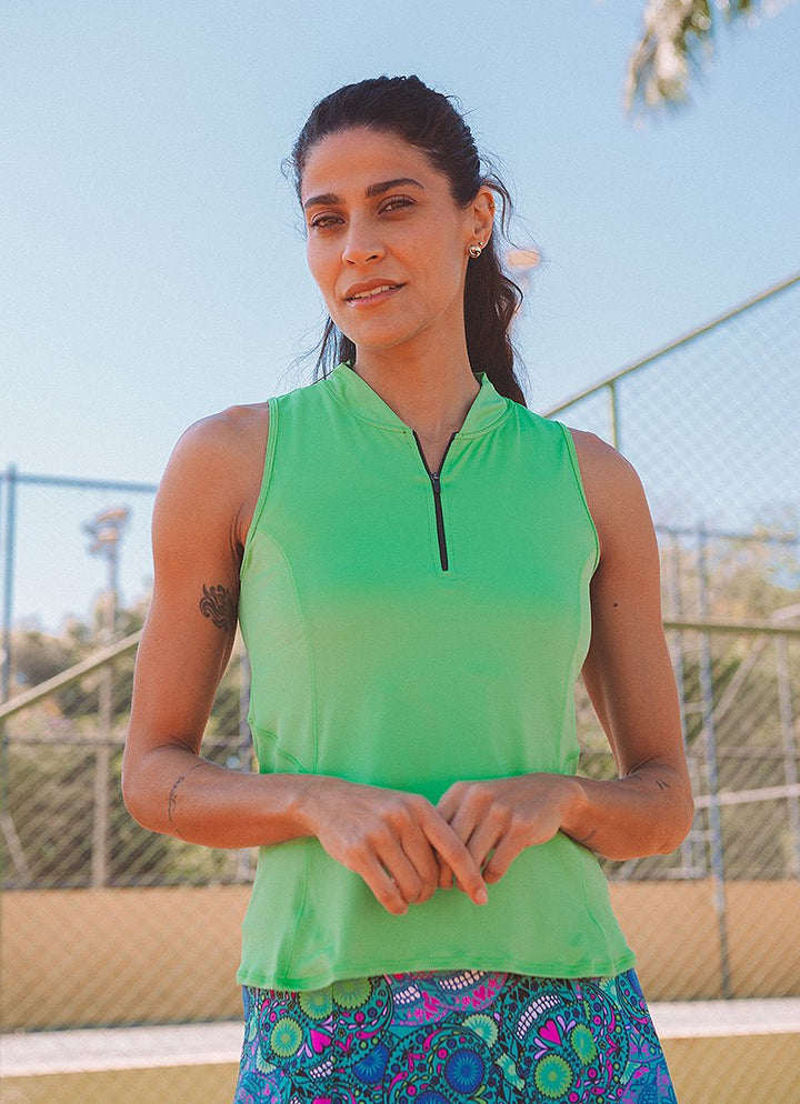 Alley Mock-Neck Tank (Lemon Green) polos Dona Jo Fitwear   