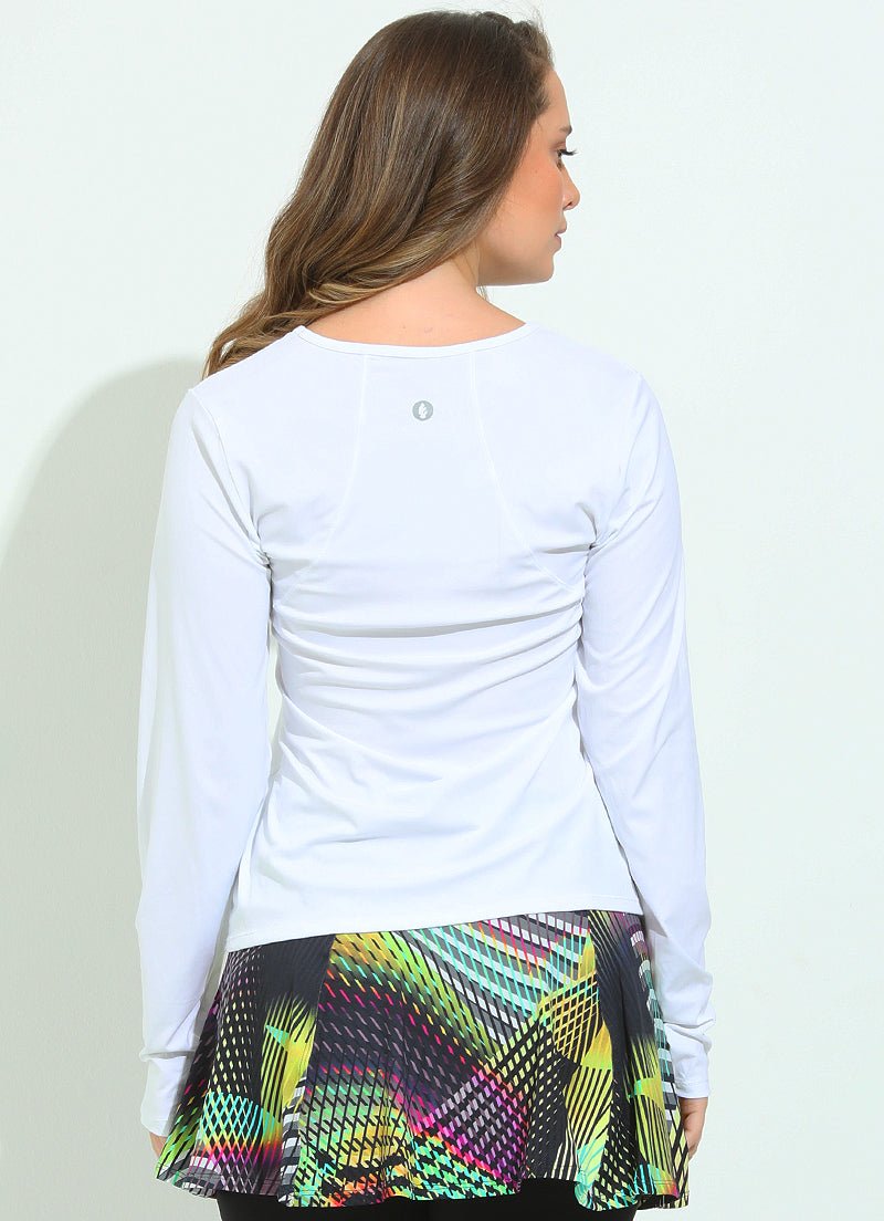 Bossa Top (White) UPF 50+ long sleeves Dona Jo Fitwear   