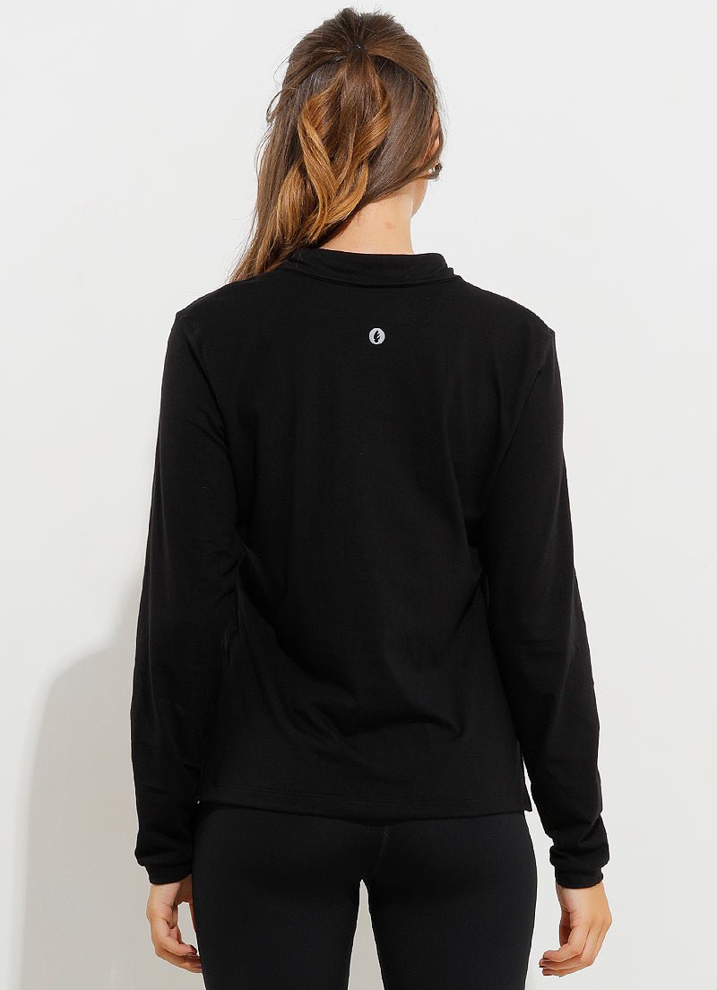 Court LS Polo (Black) polos Dona Jo Fitwear   