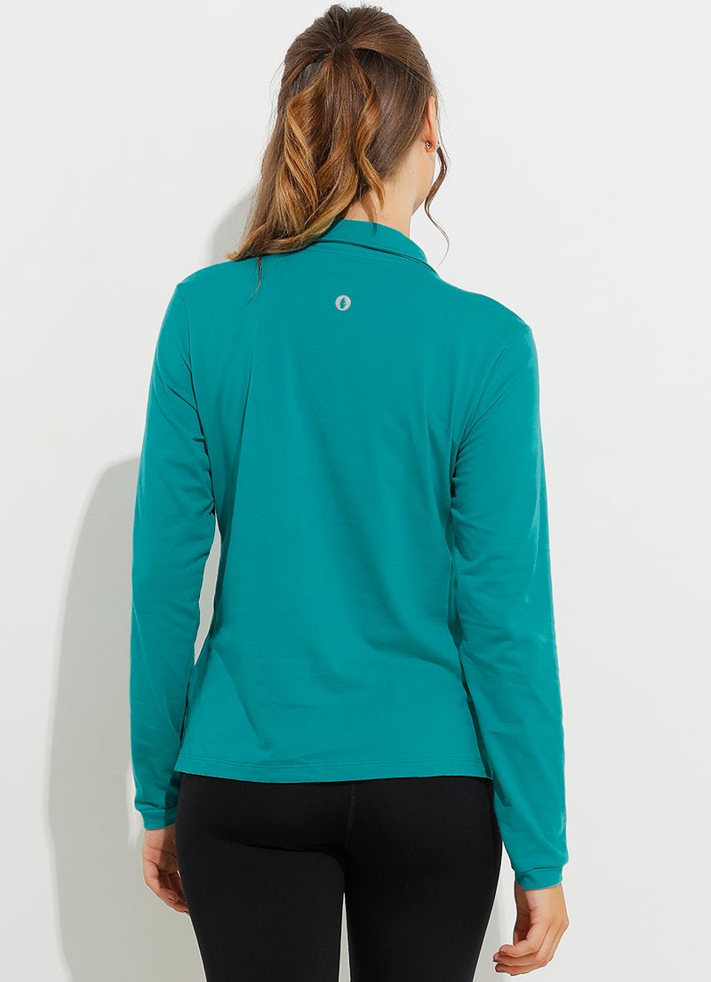 Court LS Polo (Green) polos Dona Jo Fitwear   