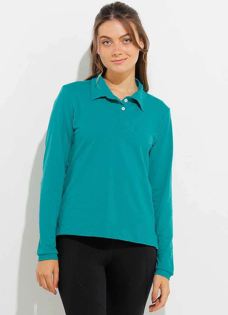 Court LS Polo (Green) polos Dona Jo Fitwear Green S