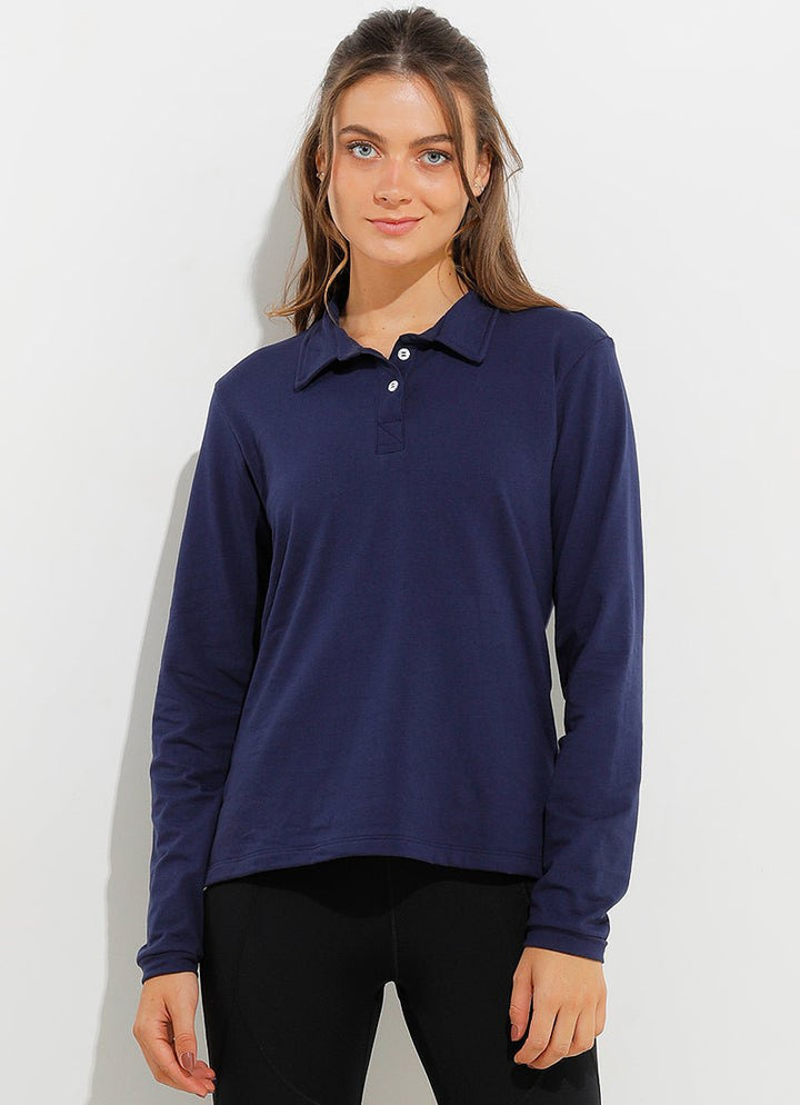 Court LS Polo (Navy) polos Dona Jo Fitwear Navy S