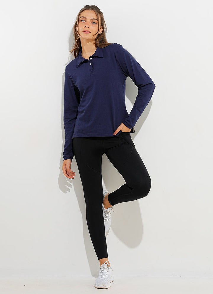 Court LS Polo (Navy) polos Dona Jo Fitwear   