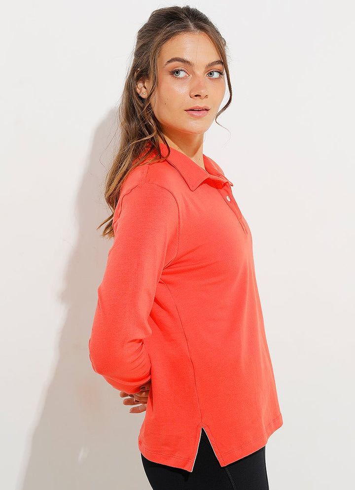 Court LS Polo (Orange) polos Dona Jo Fitwear   