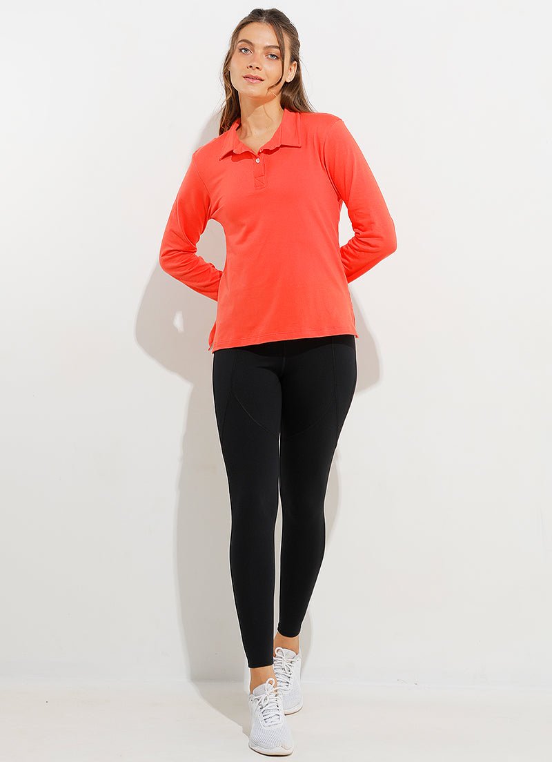 Court LS Polo (Orange) polos Dona Jo Fitwear   