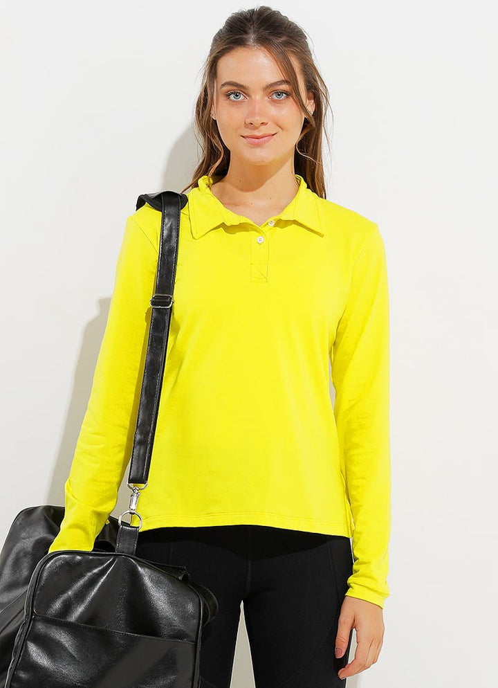 Court LS Polo (Yellow) polos Dona Jo Fitwear Yellow S