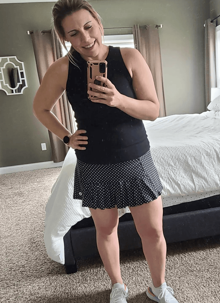 Flirty Skirt / Skort (Black Polka Dot) 14.5" skirts Dona Jo Fitwear   