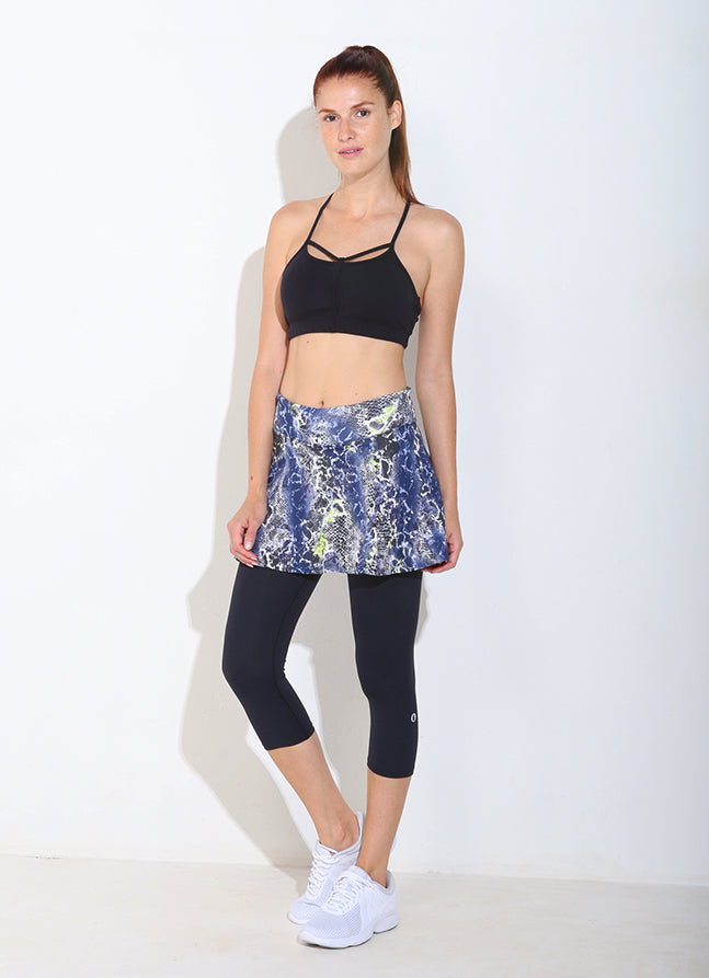 Skirted Capri ECO (Python/blk) Bottoms - Skirts Dona Jo Fitwear   