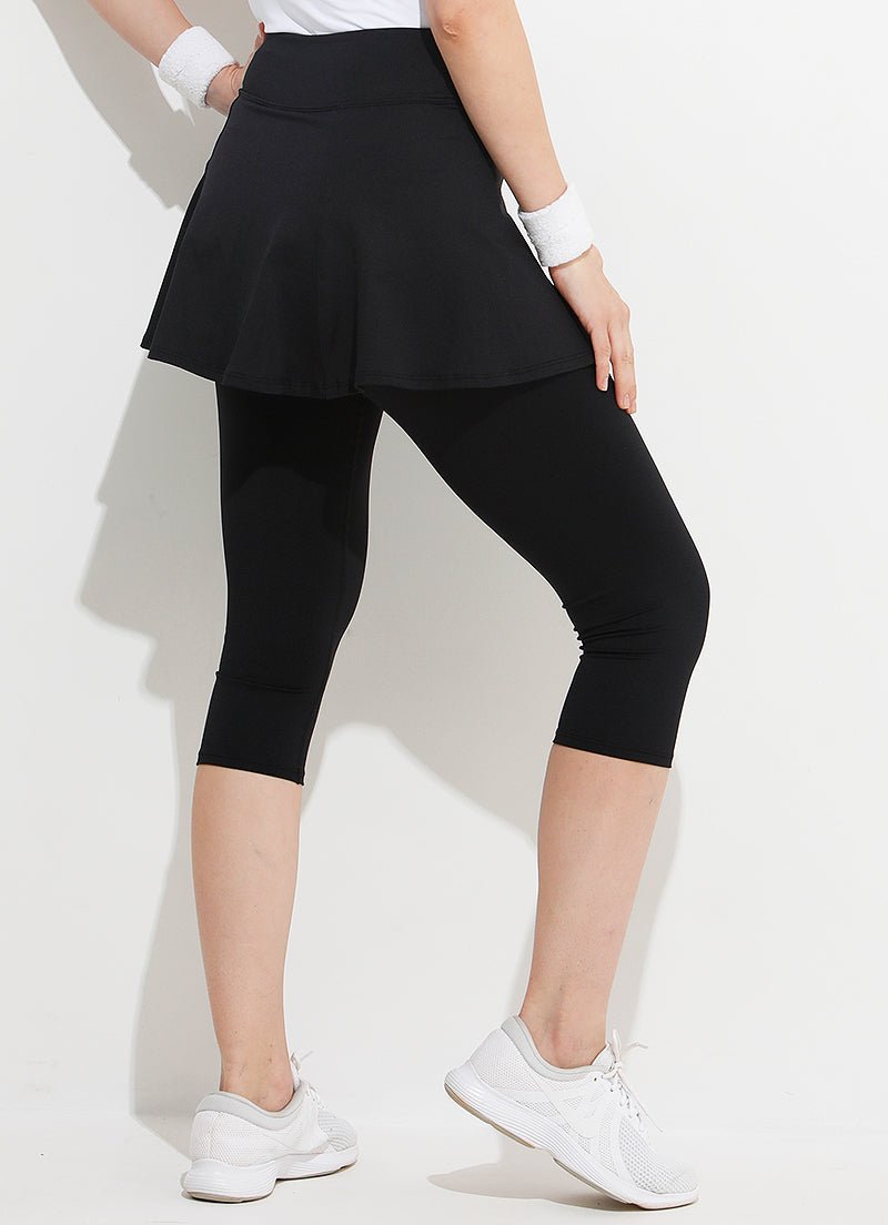 Skirted Capri (Black) skirted leggings Dona Jo Fitwear   