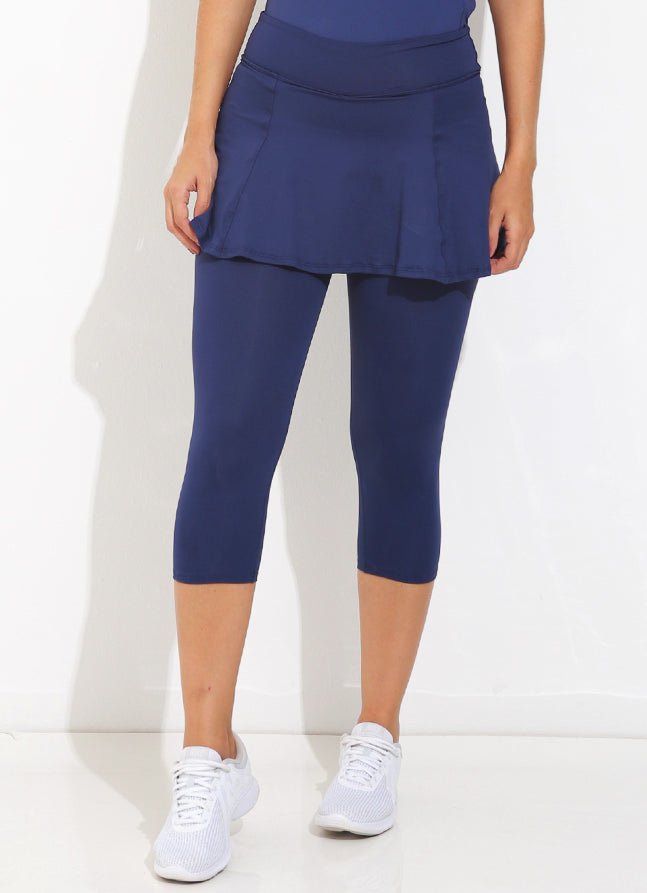 Skirted Capri ECO (Navy) skirted leggings Dona Jo Fitwear Navy S 