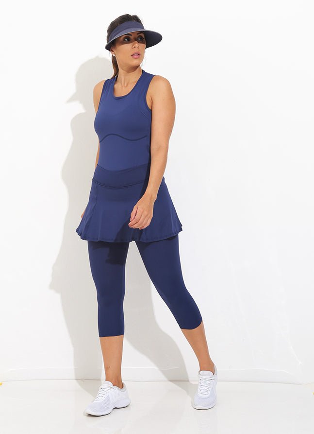 Skirted Capri ECO (Navy) skirted leggings Dona Jo Fitwear   