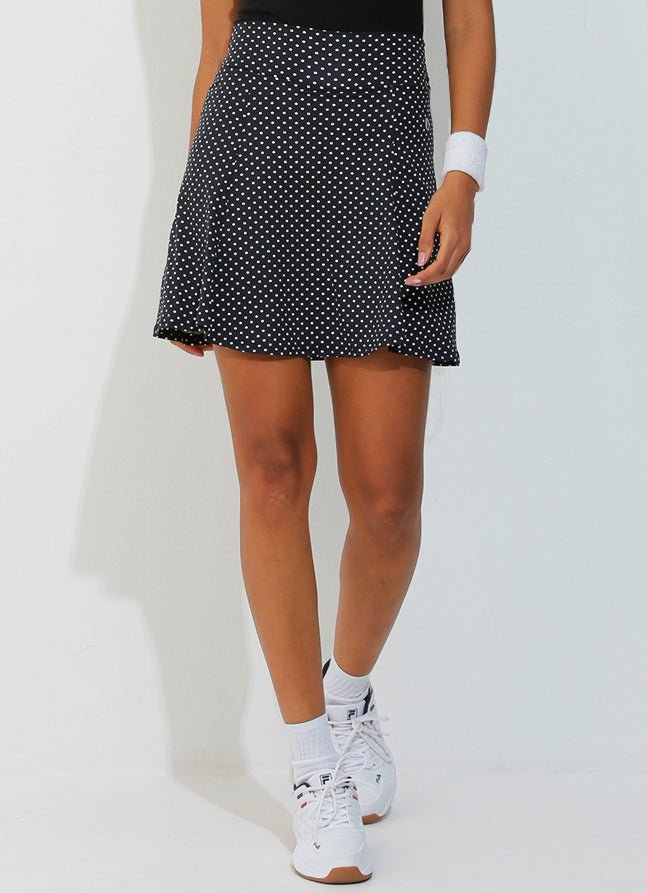 Ultimate Skirt / Skort (Black Polka Dot) 17" skirts Dona Jo Fitwear Black Polka Dot S Ultimate Skirt 17"