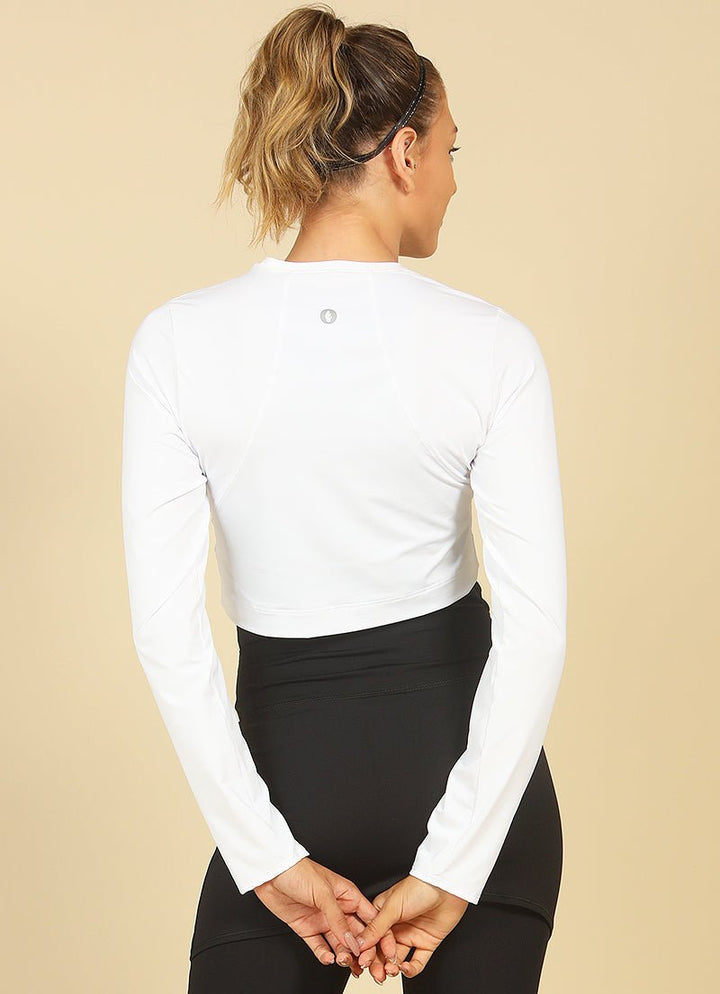 UV Pro Cropped (White) UPF 50+ long sleeves Dona Jo Fitwear   