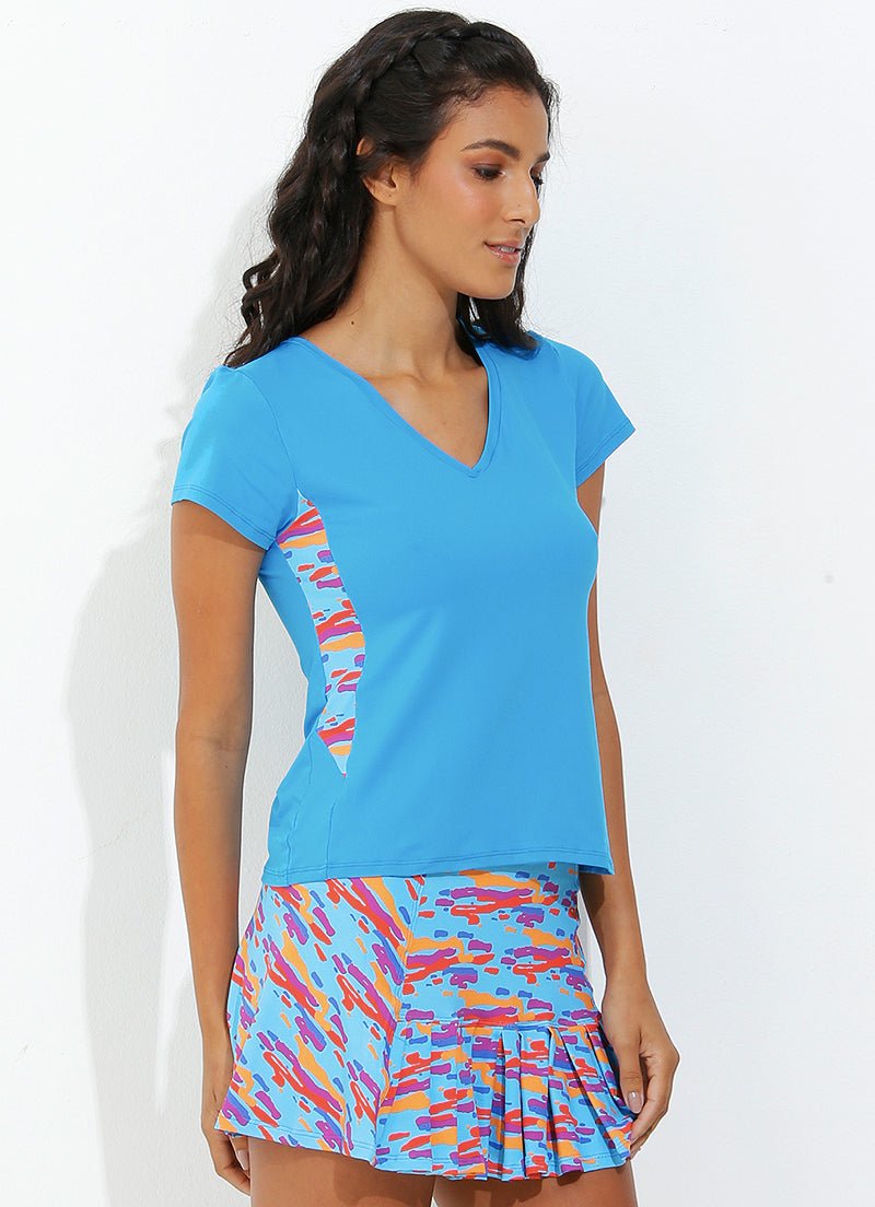 V neck (Santorini) UPF 50+ short sleeves Dona Jo Fitwear   