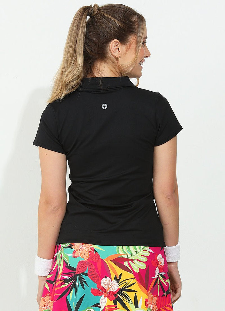 Vie Polo (Black) UPF 50+ polos Dona Jo Fitwear   